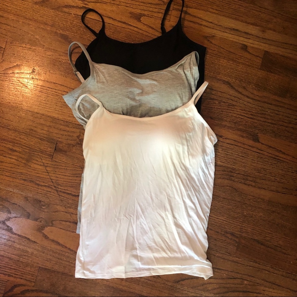 NEW Set of 3 Camisoles - White Gray Black